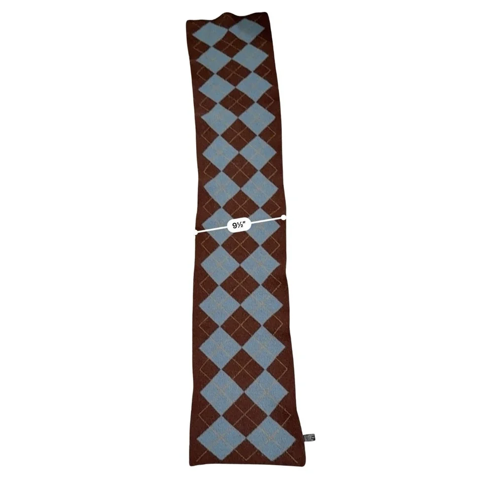 Grandpa Argyle Wool Scarf Unisex Brown Grandpa Vintage Accessory